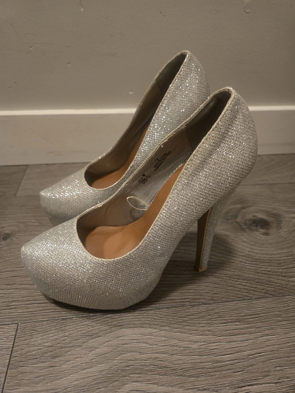 Glitter Platform Stiletto Pumps - Silver